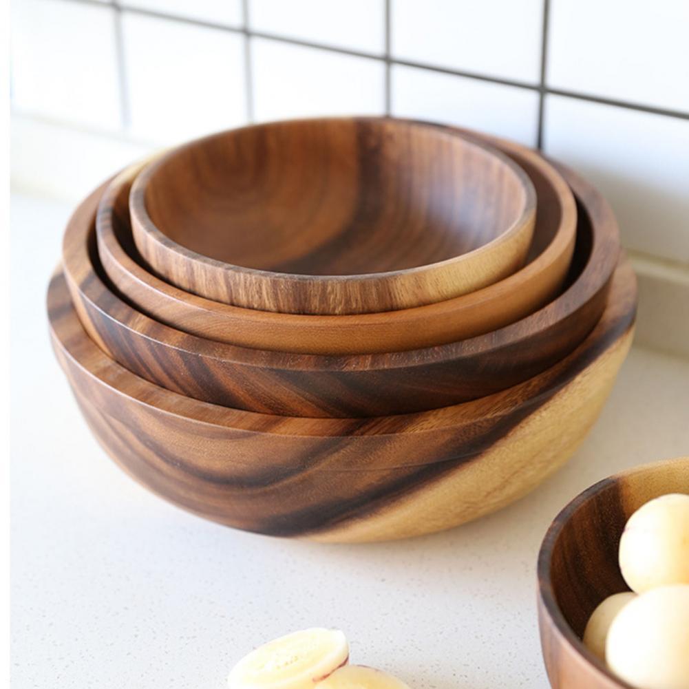 Natural Wooden Salad & Fruit Bowl – Home & Restaurant Serving Bowl