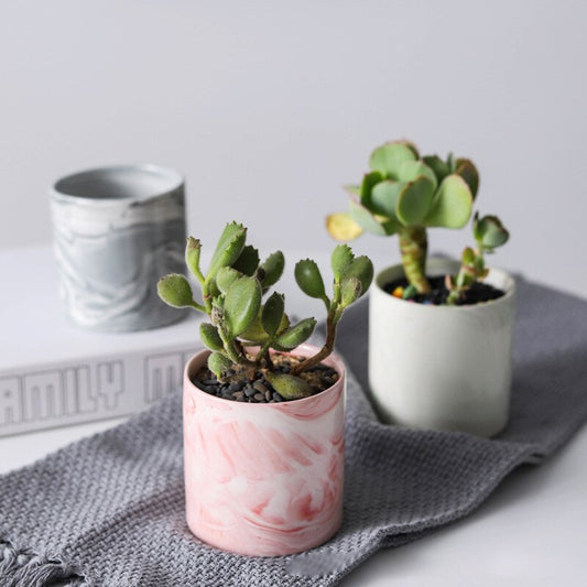 Modern Marbled Ceramic Plant Pot – Indoor Planter for Succulents & Flowers