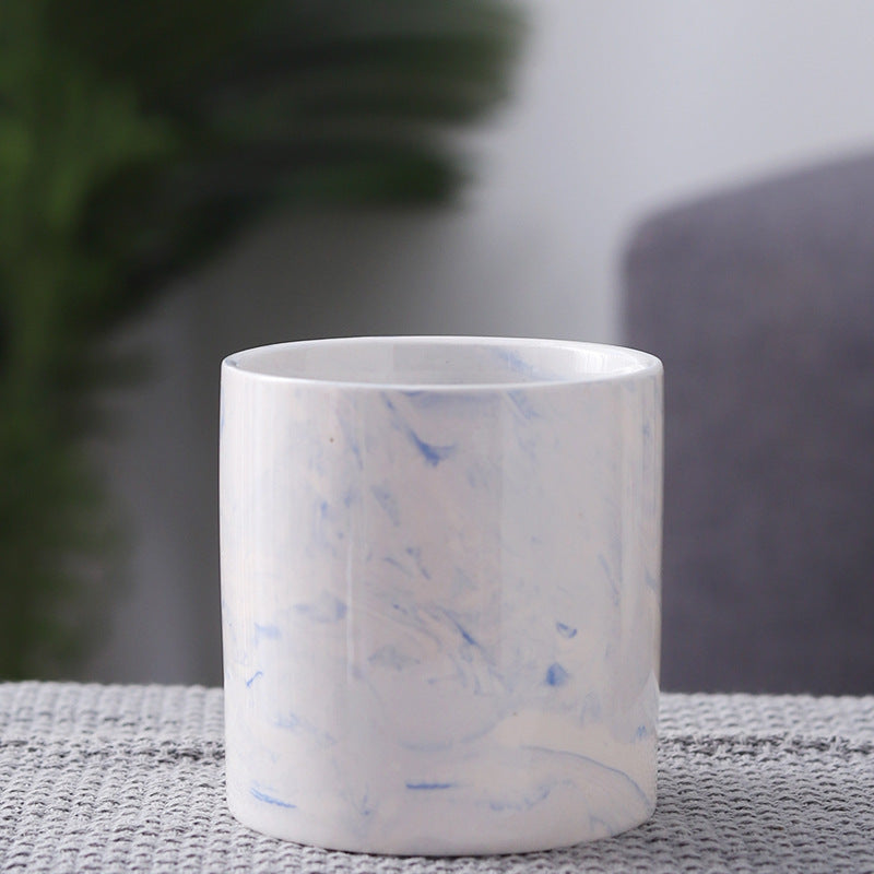 Modern Marbled Ceramic Plant Pot – Indoor Planter for Succulents & Flowers
