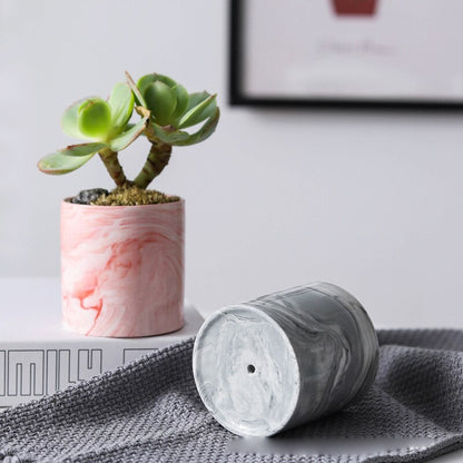 Modern Marbled Ceramic Plant Pot – Indoor Planter for Succulents & Flowers