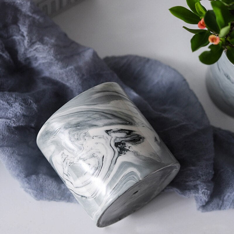 Modern Marbled Ceramic Plant Pot – Indoor Planter for Succulents & Flowers