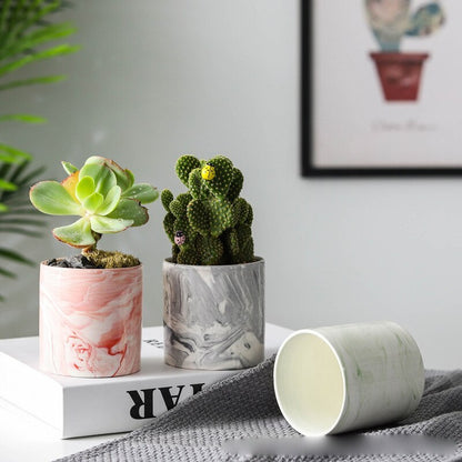 Modern Marbled Ceramic Plant Pot – Indoor Planter for Succulents & Flowers