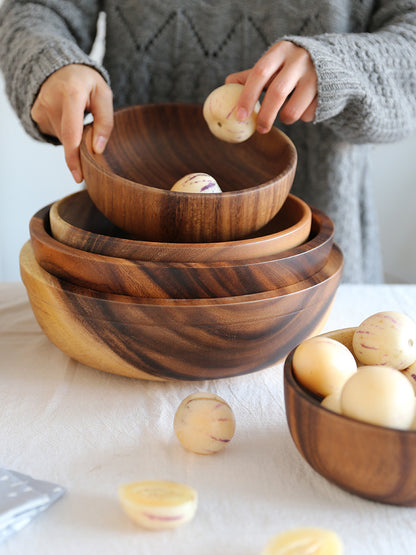 Natural Wooden Salad & Fruit Bowl – Home & Restaurant Serving Bowl