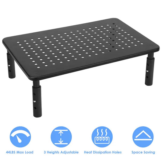 3-Level Adjustable Monitor Stand with Ventilated Steel Platform