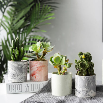 Modern Marbled Ceramic Plant Pot – Indoor Planter for Succulents & Flowers