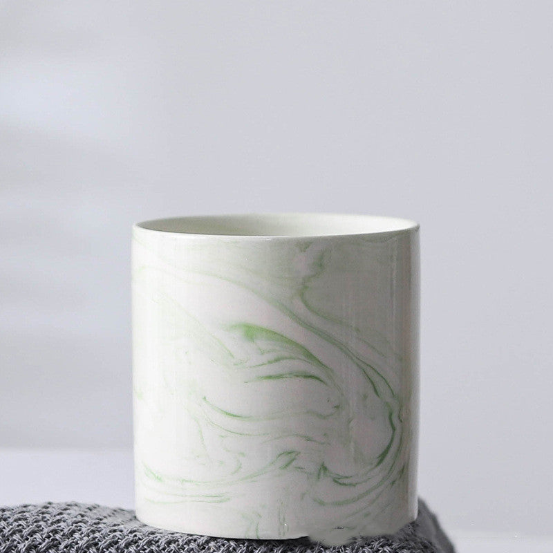 Modern Marbled Ceramic Plant Pot – Indoor Planter for Succulents & Flowers