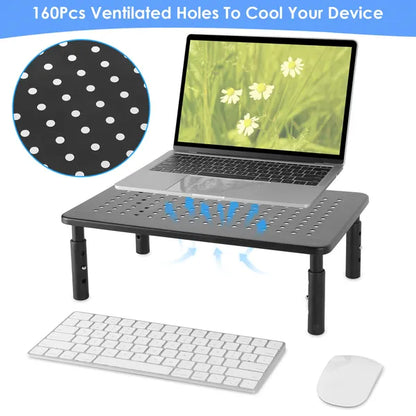 3-Level Adjustable Monitor Stand with Ventilated Steel Platform