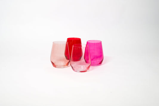 Red & Rose Collection - Stemless Ombre Set of 4 Colored Wine Glass