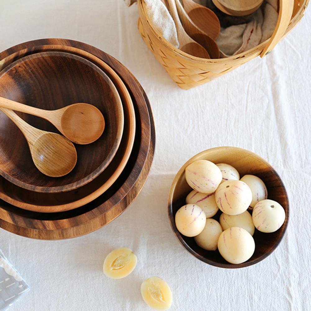 Natural Wooden Salad & Fruit Bowl – Home & Restaurant Serving Bowl