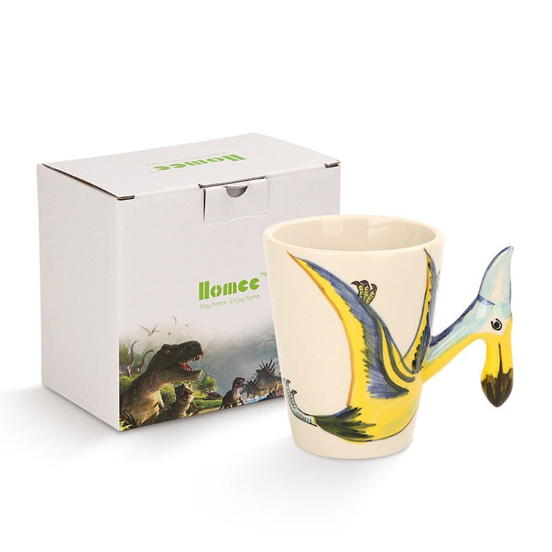 Hand-Painted 3D Dinosaur Ceramic Coffee Mug for Kids