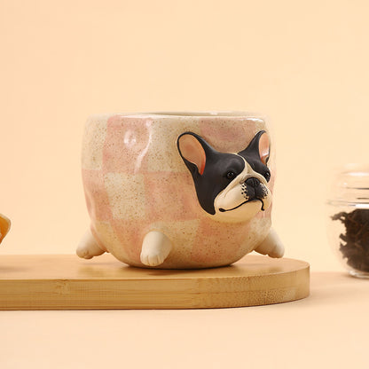 Bulldog Checkered Ceramic Coffee Mug